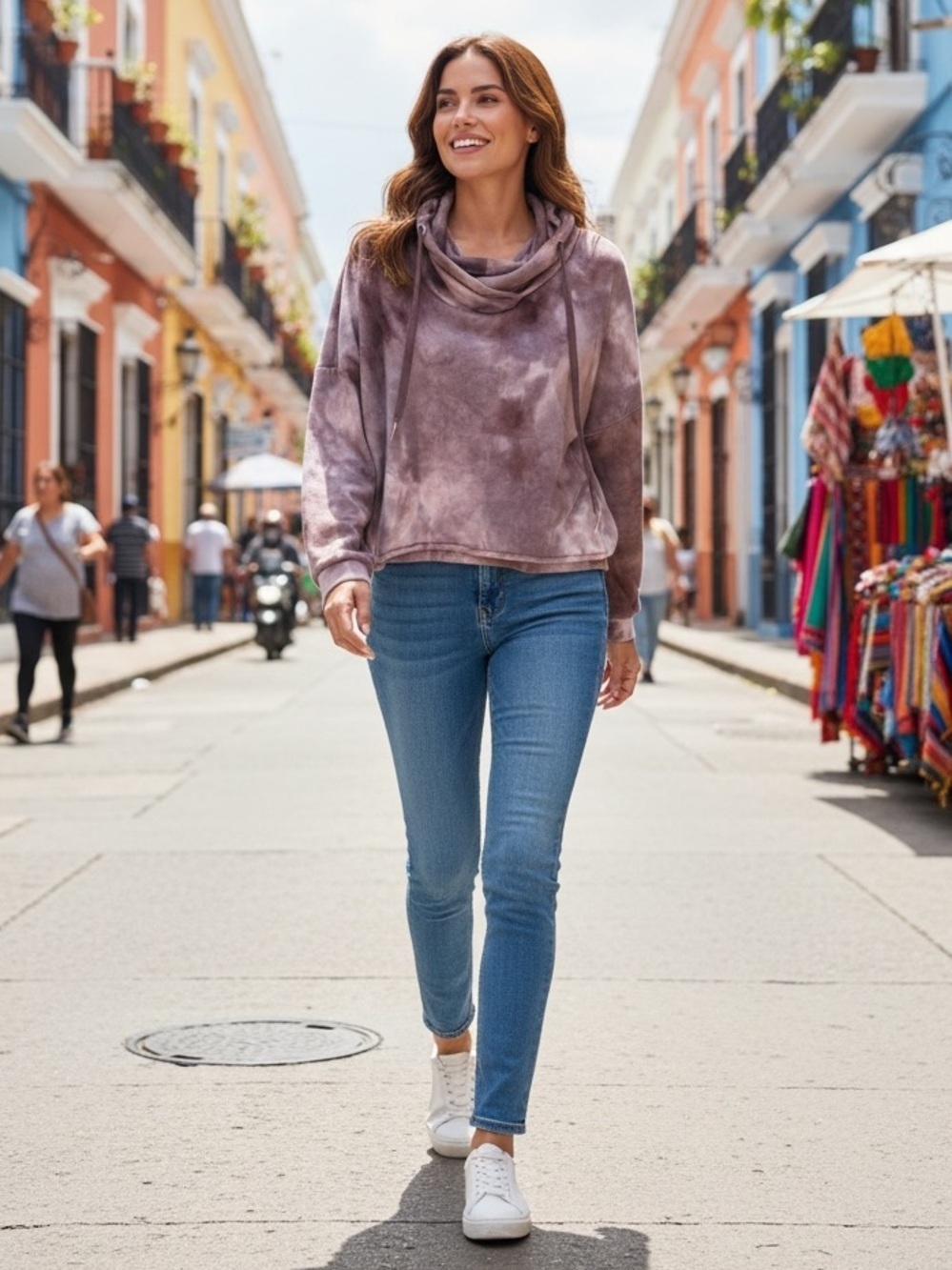 Lorena Rose tie dye cropped hooded sweatshirt